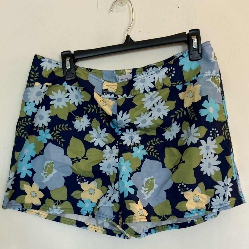 Old Navy Surf Shorts Floral Print Women's Size 12 Blue Green Yellow Flower
